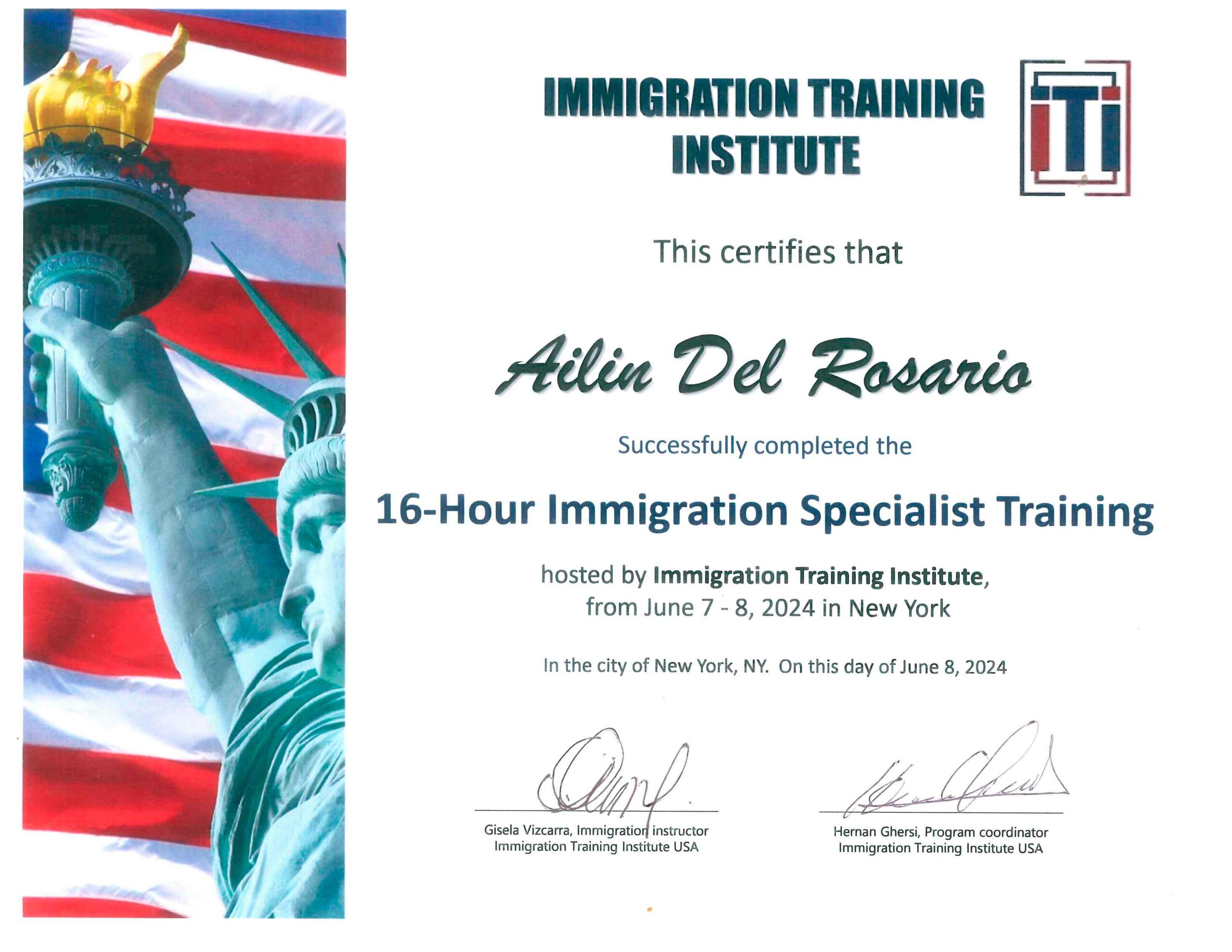 Certificado Immigration Specialist - Training Institute